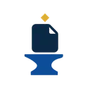 PolicyForge logo - Document on anvil with spark